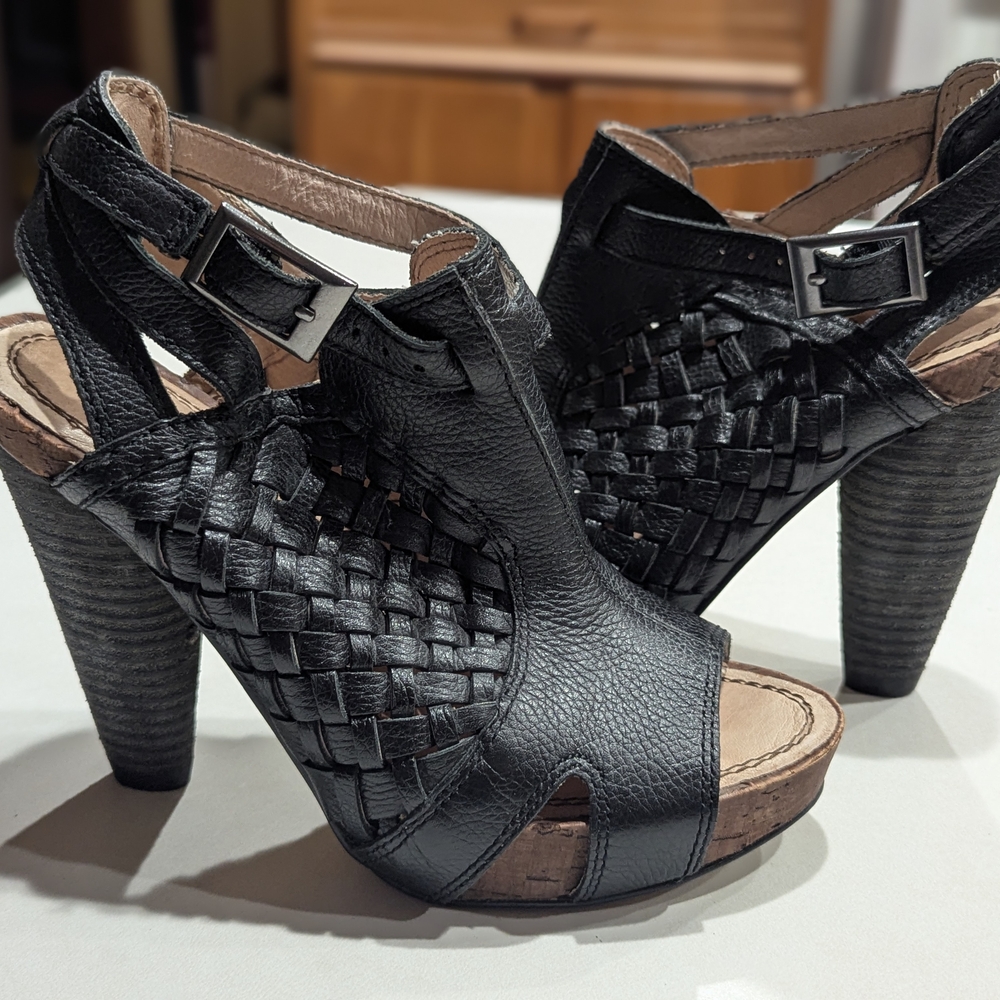 Matisse Black Woven Leather Women's Heels